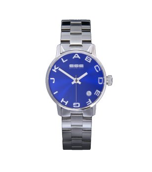 Унисекс сребрист часовник със син циферблат снимка