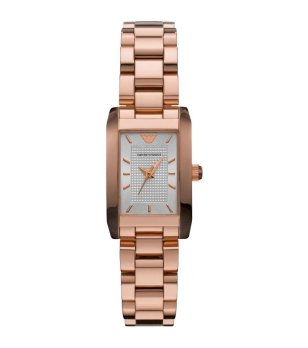 Дамски розовозлатист часовник с правоъгълен циферблат снимка