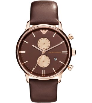 Мъжки часовник хронограф в розовозлатисто и кафяво снимка