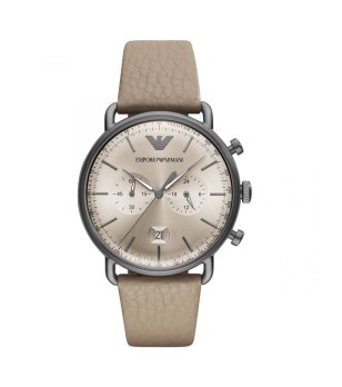 Мъжки аналогов часовник в цвят графит и бежово снимка