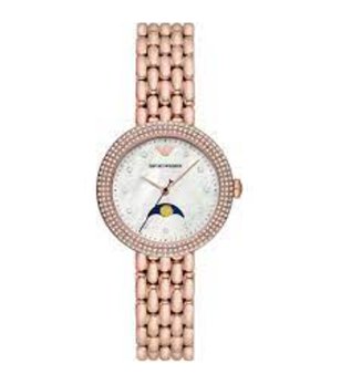 Дамски розовозлатист часовник с лунна фаза снимка