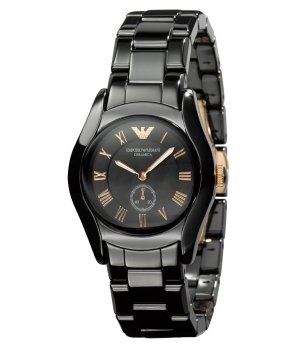 Дамски черен керамичен часовник с римски цифри снимка