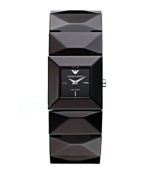 Дамски черен керамичен часовник с ефектен дизайн  снимка