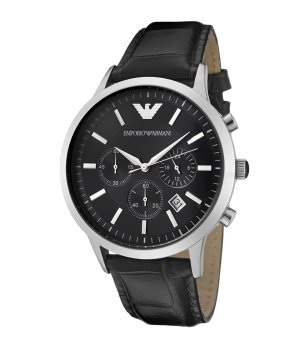 Класически мъжки часовник в черно и сребристо снимка