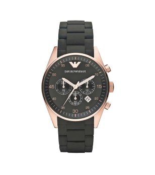 Мъжки аналогов часовник в черно и розовозлатисто снимка