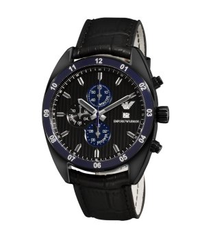 Мъжки хронограф часовник в черно и тъмносиньо снимка