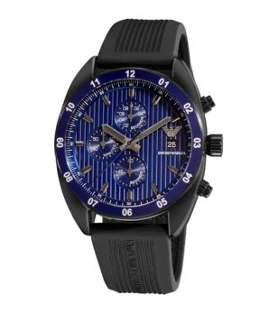 Аналогов часовник в черно и синьо с хронограф снимка