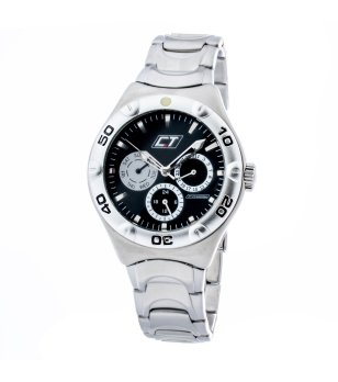 Унисекс сребрист часовник с черен циферблат снимка