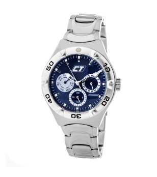 Унисекс сребрист часовник с циферблат в синьо снимка