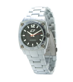 Мъжки сребрист часовник с черен циферблат снимка