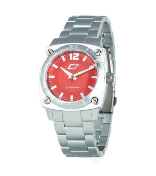 Сребрист часовник с аналогов дисплей в червено снимка