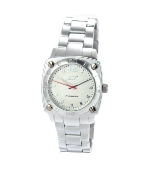 Мъжки сребрист часовник с бял циферблат снимка