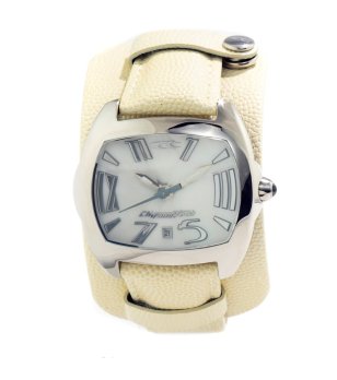 Мъжки аналогов часовник с кожена каишка в екрю снимка