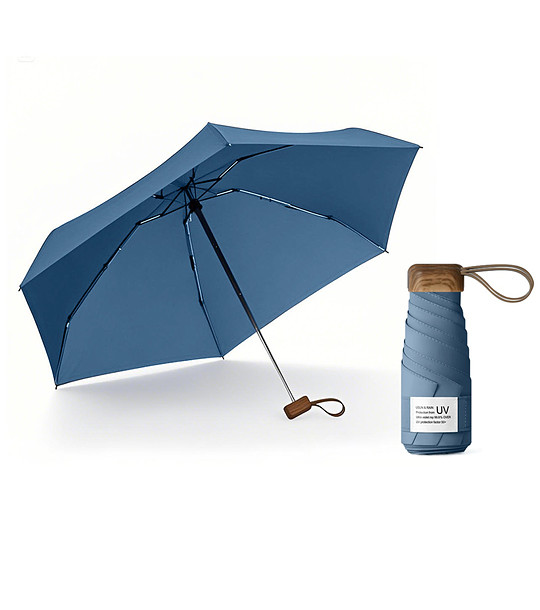 Малък сгъваем чадър в синьо снимка