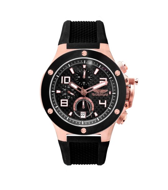 Мъжки часовник хронограф в черно и розовозлатисто снимка