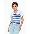 Бяла дамска тениска на синьо райе Tatina-2 снимка