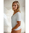 Бяла дамска блуза рипс с къс ръкав Tisa-2 снимка