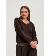 Кафява дамска памучна блуза-2 снимка
