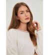Дамска памучна блуза в цвят слонова кост-3 снимка