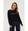 Черна дамска памучна блуза с надписи-1 снимка