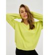 Дамска памучна блуза в цвят лайм-3 снимка
