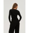 Дамска памучна черна блуза с дълъг ръкав-1 снимка