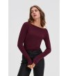 Дамска блуза с дълъг ръкав в бургунд-2 снимка