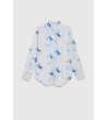 Дамска риза с флорален принт в синьо-4 снимка