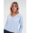 Дамска синя блуза с цип-3 снимка
