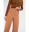 Дамски панталон с висока талия в бежово-4 снимка