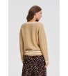 Дамски бежов пуловер с плетка Rita-1 снимка