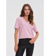 Дамска памучна розова тениска-3 снимка