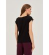 Дамска черна памучна тениска-1 снимка