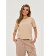 Дамска памучна бежова тениска-0 снимка
