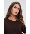 Дамска кафява памучна тениска-4 снимка
