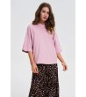 Дамска памучна розова тениска с широки ръкави-2 снимка