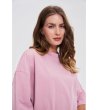 Дамска памучна розова тениска с широки ръкави-4 снимка