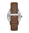 Мъжки часовник с аналогов дисплей и кафява кожена каишка-1 снимка