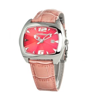 Кварцов часовник с квадратен циферблат и кожена каишка в цвят пудра снимка