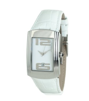 Аналогов  сребристчасовник с бяла кожена каишка снимка