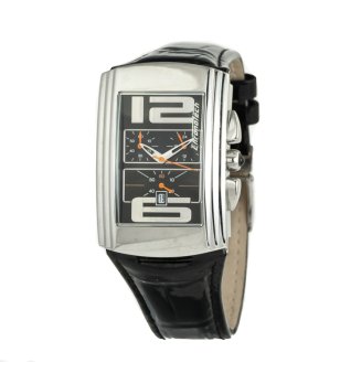 Унисекс часовник в сребристо и черно с правоъгълен циферблат снимка