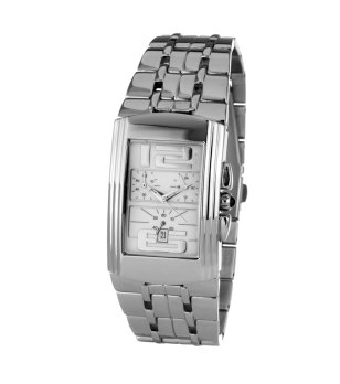 Мъжки сребрист часовник с бял правоъгълен дисплей снимка