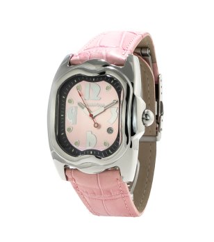 Аналогов часовник с кожена каишка в розово снимка