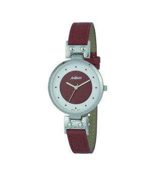 Дамски кварцов часовник в сребристо и бордо снимка