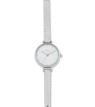 Дамски аналогов часовник със сребриста кожена каишка снимка