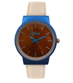 Дамски кварцов часовник в синьо, кафяво и бяло снимка