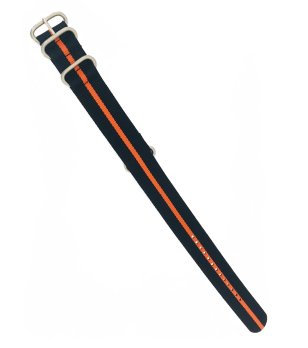 Мъжка текстилна каишка за часовник в черно с контрастна лента снимка
