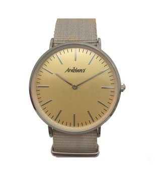 Аналогов часовник с текстилна бежова каишка снимка