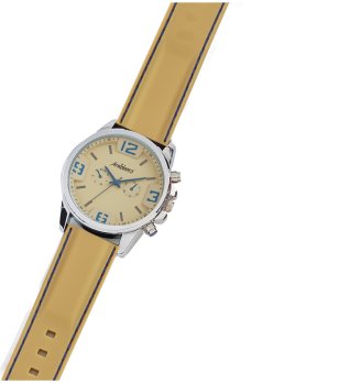 Мъжки кварцов часовник с кожена каишка в бежово снимка