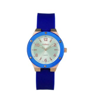 Аналогов кварцов часовник в синьо и златисто снимка